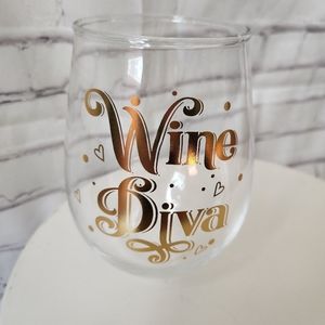 NIB Wine Diva Stemless Wine Glass